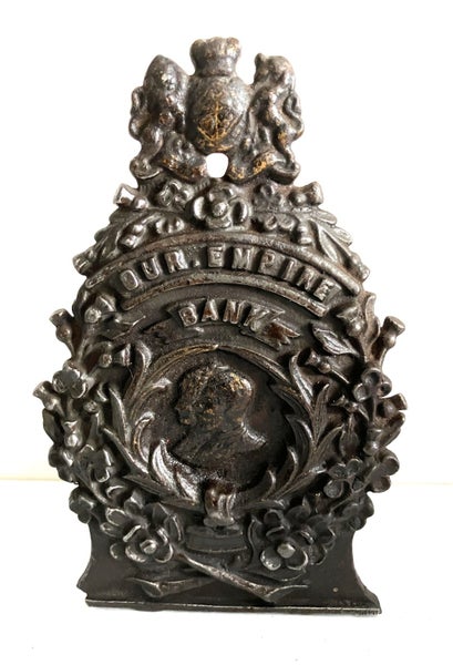 Money box cast iron Our Empire King George and Mary Carousel 1