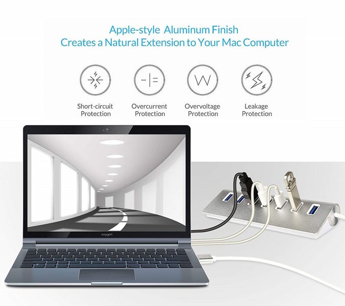 7 Ports USB 3.0 High-Speed USB Hub,Triangle Aluminum Alloy Seven Ports Carousel 2