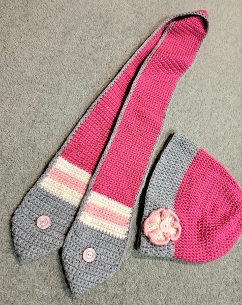 $20 EACH .. HANDMADE CROCHET HAT & SCARF SETS Carousel 1