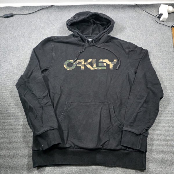 Y2k Oakley Camo Script Black Hoodie Sweatshirt Size Large Jersey Carousel 1