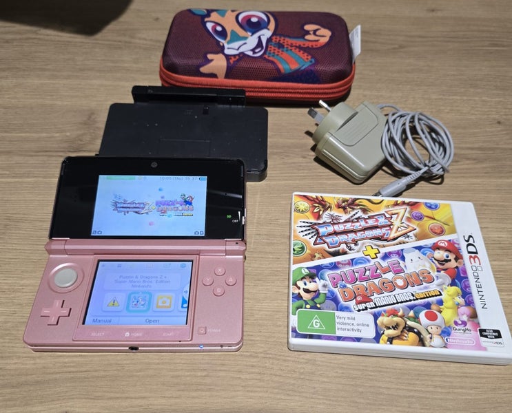 Nintendo 3DS Metallic Pink Console & Puzzle Dragon Super Mario Edition Game Carousel 2