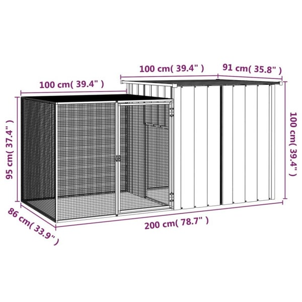 Rabbit Cage Grey 200x91x100 Cm Galvanised Steel Topppxn Carousel 2