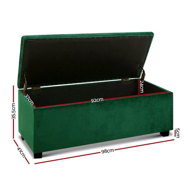 Artiss Storage Ottoman Blanket Box Velvet Foot Stool Rest Chest Couch Toy Green Carousel 2