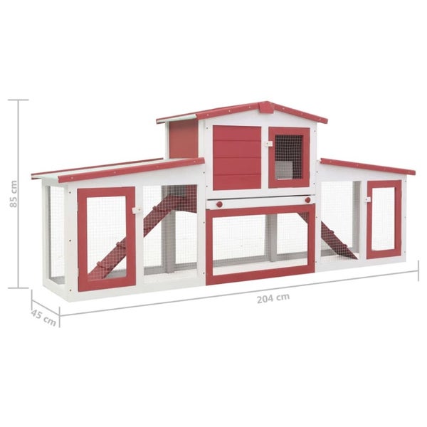 Outdoor Large Rabbit Hutch Red and White Wood Oibnap Carousel 2