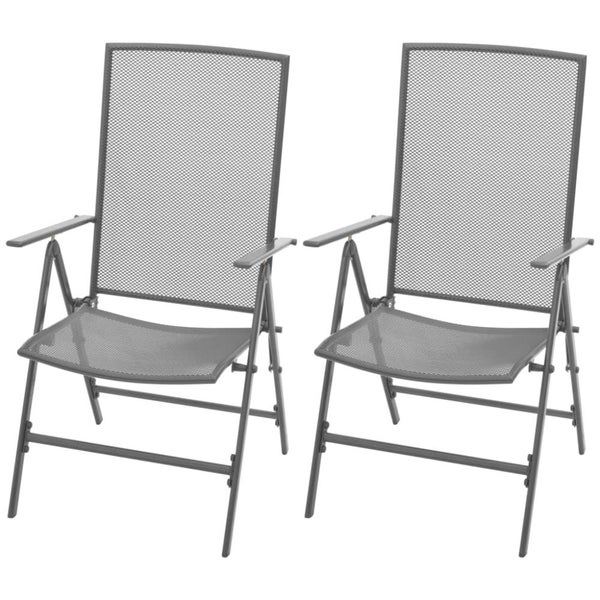 Stackable Garden Chairs 2 Pcs Steel Grey Axiol Carousel 1