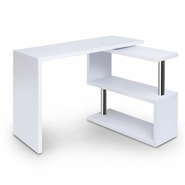 Artiss Rotary Corner Desk with Bookshelf - White Carousel 1