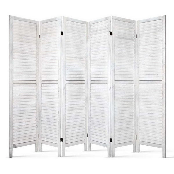 Artiss 6 Panel Room Divider Screen Privacy Wood Foldable Stand Timber White Carousel 1