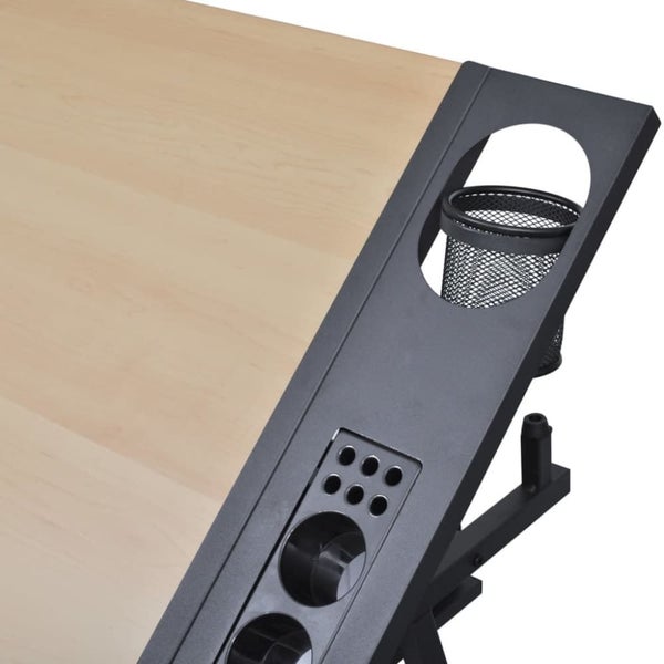 Two Drawers Tiltable Tabletop Drawing Table with Stool Xbbni64171356572801114