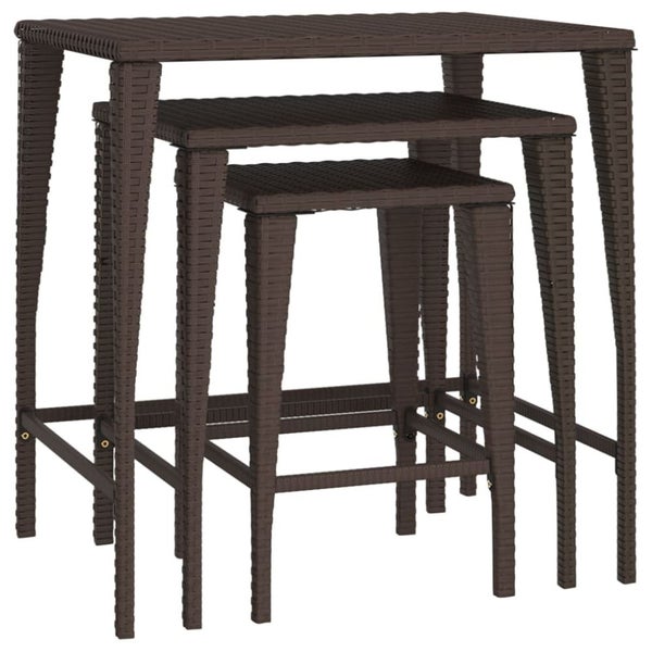 Nesting Tables 3 Pcs Brown Poly Rattan Toktnp Carousel 8
