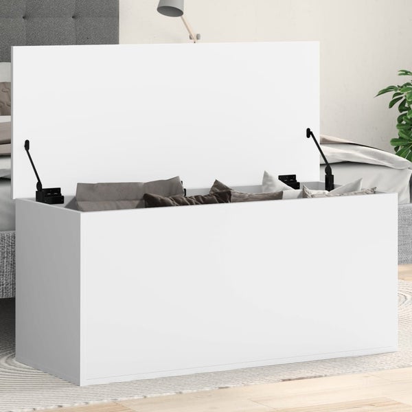 Storage Box White 100X42X46 Cm Engineered Wood Nabllb Carousel 1