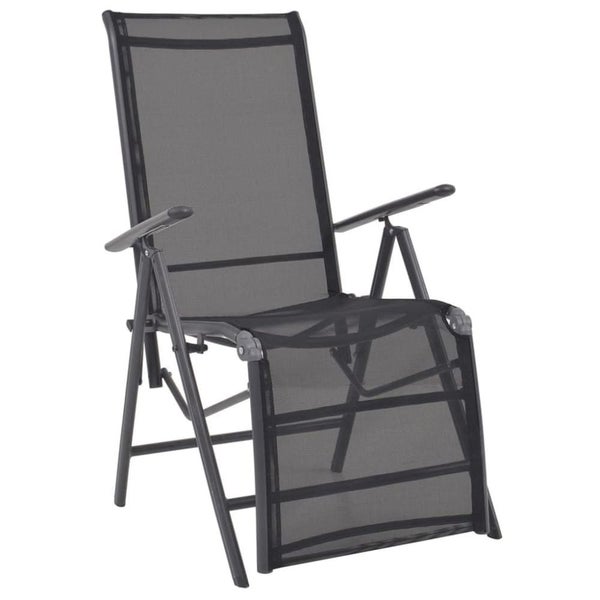 Reclining Deck Chair Aluminium and Textilene Black Axill Carousel 1