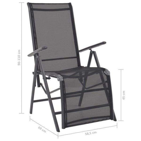 Reclining Deck Chair Aluminium and Textilene Black Axill Carousel 2