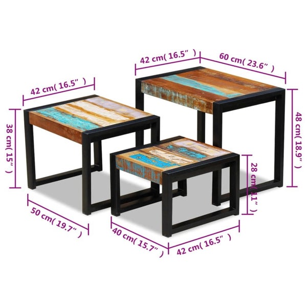 Three Piece Nesting Tables Solid Reclaimed Wood Xatxik Carousel 2