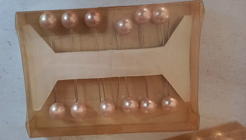 Vintage Hat / Craft / Florist Pins. Large Pinkish Pearls. 5 Pkts if 12 Carousel 2