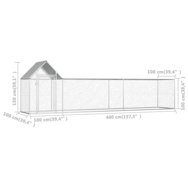 Chicken Coop 5x1x1.5 m Galvanised Steel Oaappp Carousel 2