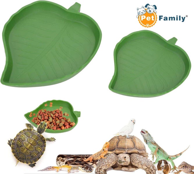 Reptile Food Water Bowl Leaf 2pc combo Carousel 1