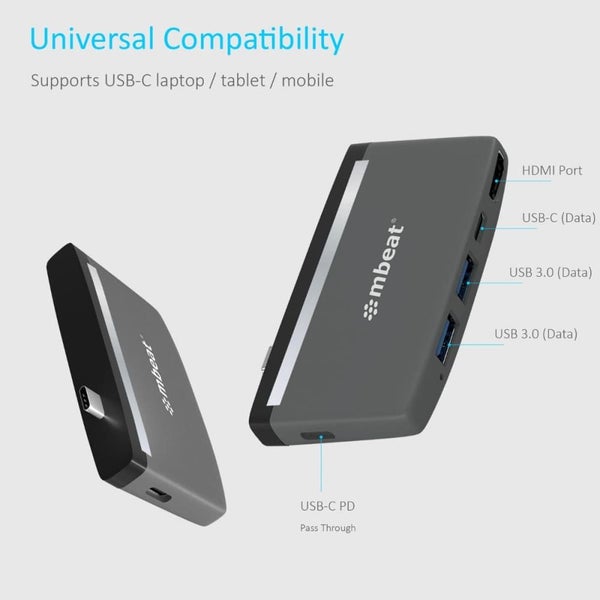 Mbeat Essential Pro 5-in-1 Usb- c Hub ( 4k Hdmi Video, Usb-c Pd Pass Through ... Carousel 2