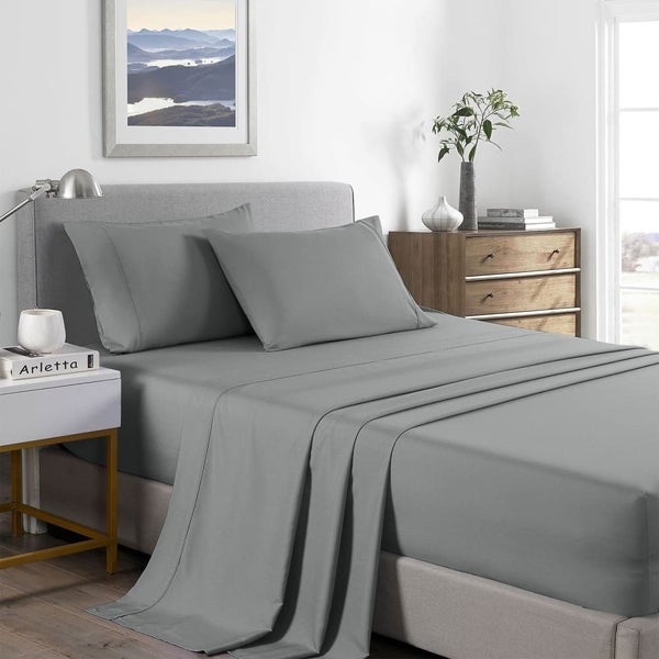 2000 Thread Count Bamboo Cooling Sheet Set Ultra Soft Bedding - King - Mid Grey Carousel 2