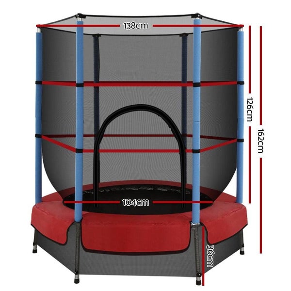 Everfit 4.5ft Trampoline Round Trampolines Kids Enclosure Outdoor Indoor Gift Carousel 2