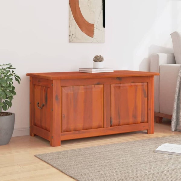 Storage Chest With Lid Brown Solid Wood Acacia Tlakol Carousel 9