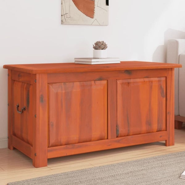 Storage Chest With Lid Brown Solid Wood Acacia Tlakol Carousel 1