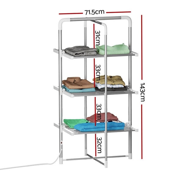 Electric Heated Towel Clothes Rail Rack Airer Dryer Warmer Stand 300w Carousel 2
