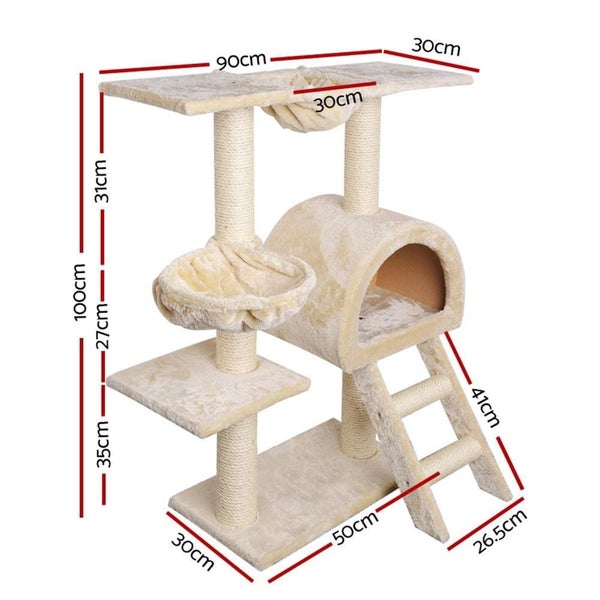 I.pet Cat Tree 100cm Trees Scratching Post Scratcher Tower Condo House Furniture Carousel 2