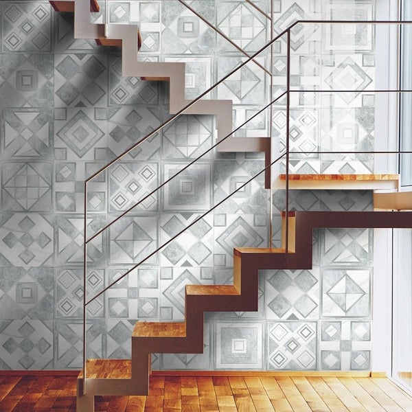 Geometric Pattern Staircase Wall Tile Sticker Kitchen Stove Water and Oil Pro... Carousel 2