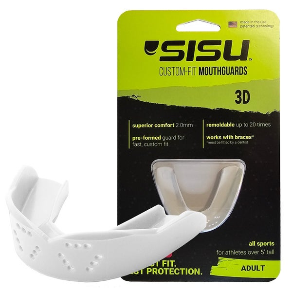 SISU 3D ADULT Sports Mouth guard, WHITE– Slim Hockey, Rugby, Soccer, Lacrosse Carousel 1