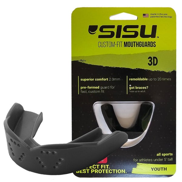 SISU 3D YOUTH Sports Mouth guard, BLACK – Slim Hockey, Rugby, Soccer, Lacrosse Carousel 1
