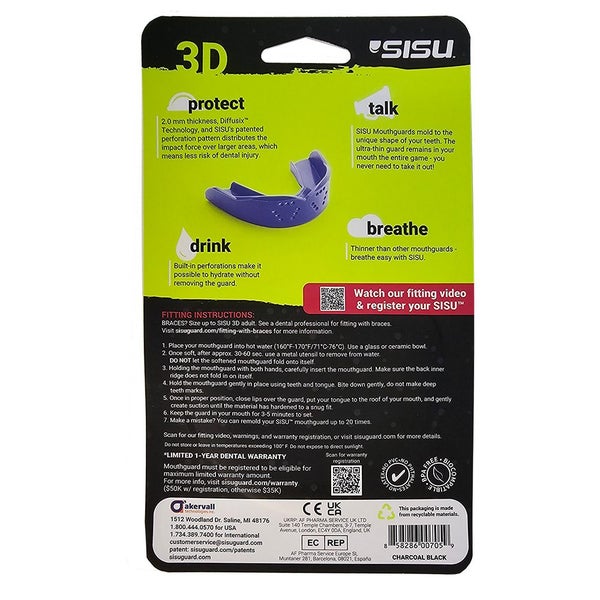 SISU 3D YOUTH Sports Mouth guard, BLACK – Slim Hockey, Rugby, Soccer, Lacrosse Carousel 4