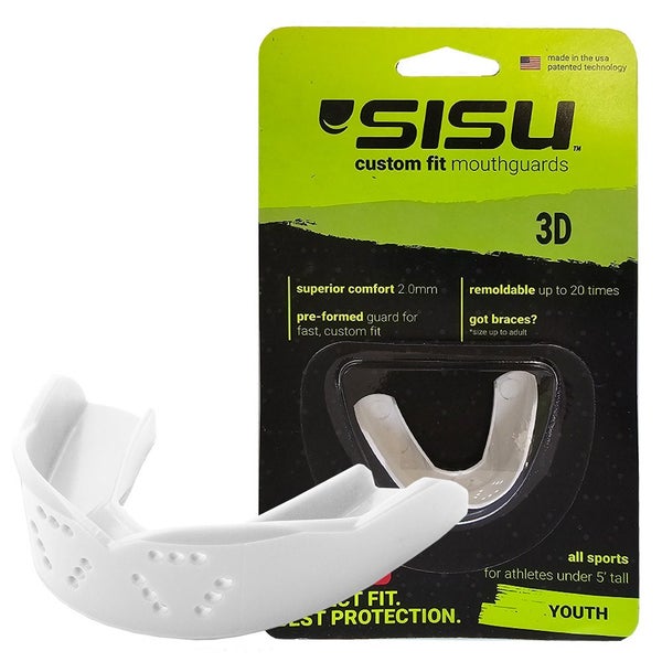 SISU 3D YOUTH Sports Mouth guard, WHITE – Slim Hockey, Rugby, Soccer, Lacrosse Carousel 1