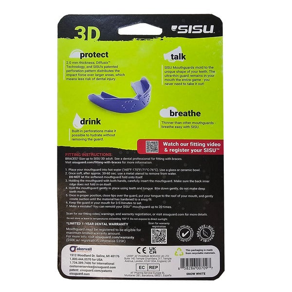 SISU 3D YOUTH Sports Mouth guard, WHITE – Slim Hockey, Rugby, Soccer, Lacrosse Carousel 4