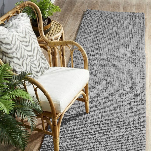 76 x 300 cm Jute Handwoven Hall Runner - Light Grey Carousel 1