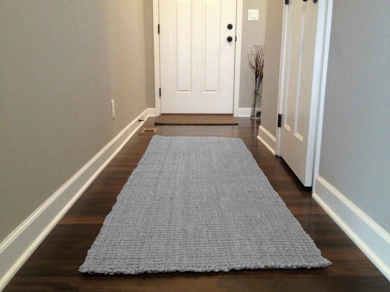 76 x 300 cm Jute Handwoven Hall Runner - Light Grey Carousel 2