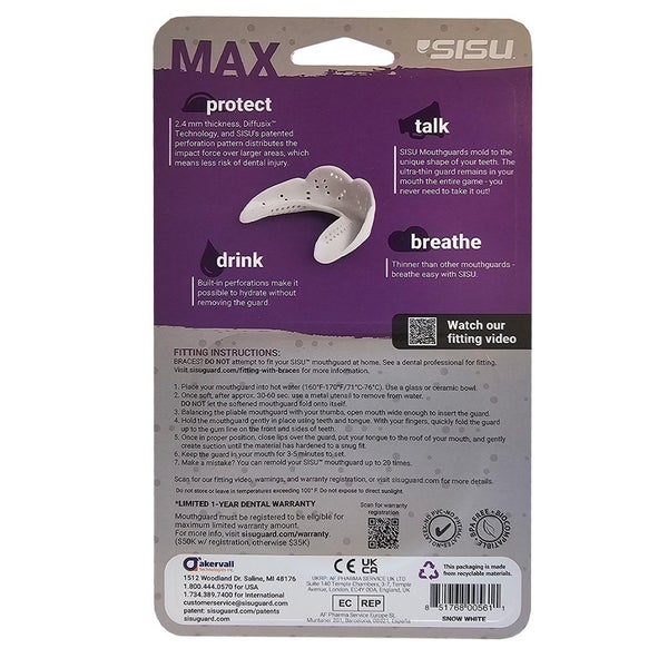 SISU Max Sports Mouthguard - White - Hockey, MMA, Rugby, Thin but tough Carousel 2