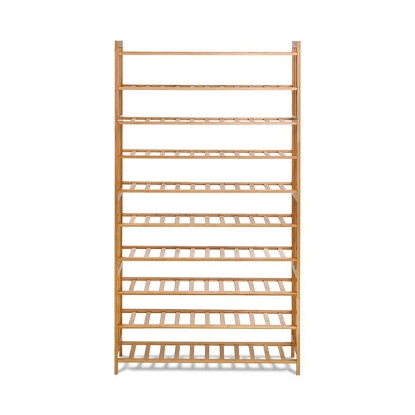 Artiss 10-tier Bamboo Shoe Rack Wooden Shelf Stand Storage Organizer Carousel 1