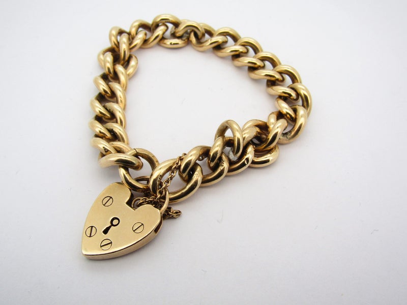 9ct Vintage curb bracelet SOLID LINKS 61 grams Carousel 1