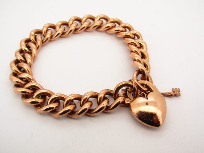 9ct Vintage curb bracelet HOLLOW LINKS 26 grams Carousel 1