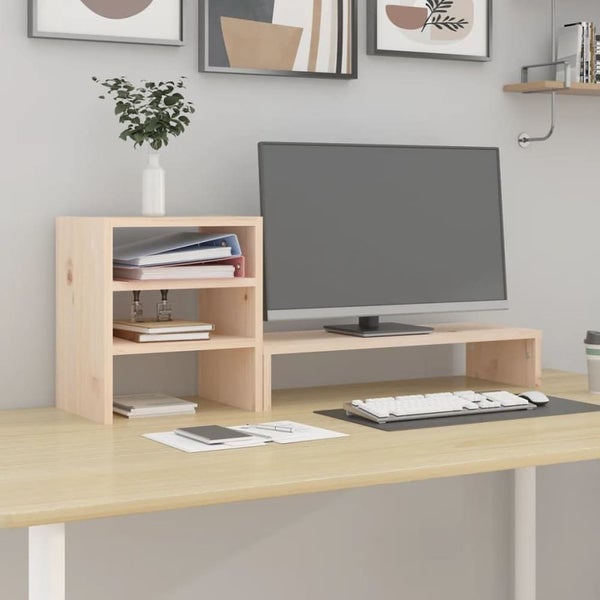 Monitor Stand 81x20x30 Cm Solid Wood Pine Notkka Carousel 1
