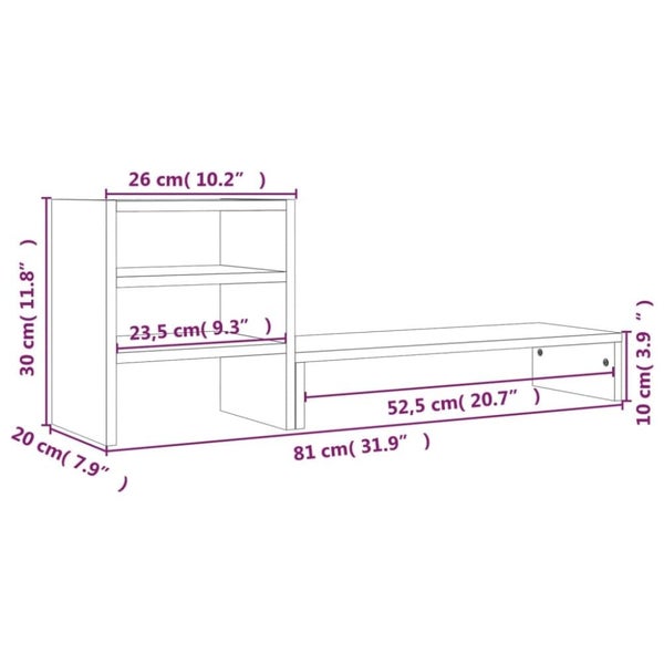 Monitor Stand 81x20x30 Cm Solid Wood Pine Notkka Carousel 2