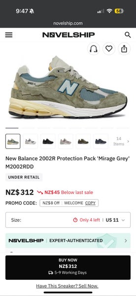 1$ RESERVE - New balance 2002r Protection Pack Mirage Grey size 11 Carousel 9
