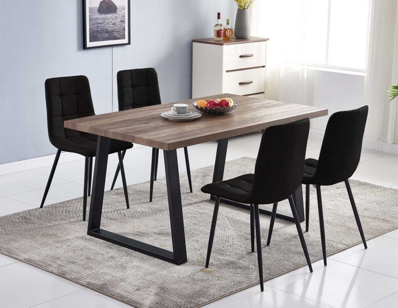 Dining Table with 4 Black Velvet Chairs Carousel 1