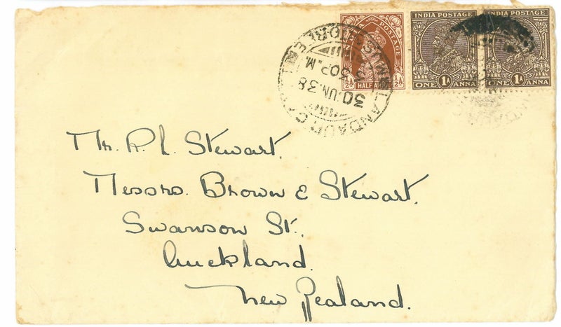 1938 British India Airmail Cover to New Zealand – Empire Air Mail Era Carousel 1