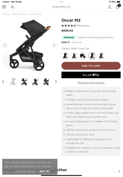 Edwards & Co Oscar in Black Luxe Tan, plus Bassinet Carousel 8