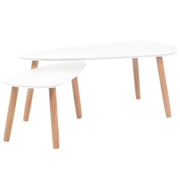 Coffee Table Set 2 Pieces Solid Pinewood White Xaaito Carousel 11