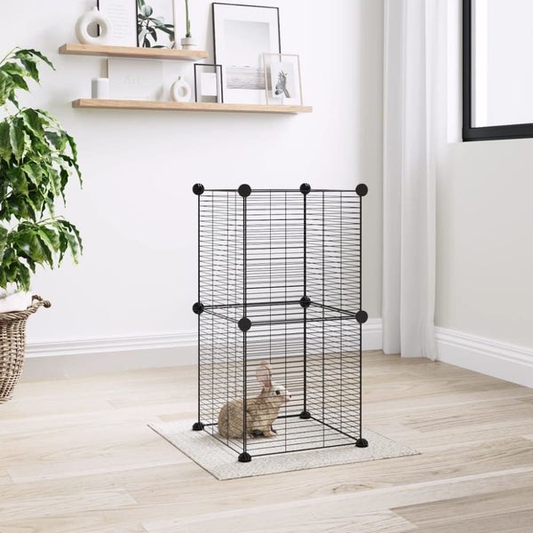 8-panel Pet Cage Black 35x35 Cm Steel Tooabta Carousel 1