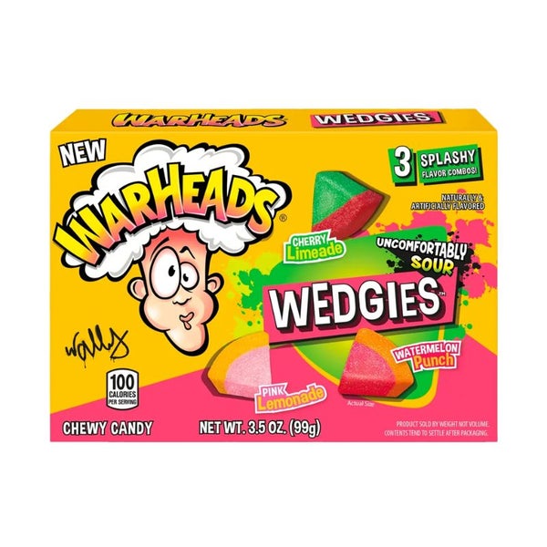12 x Warheads Wedgies Sour Chewy Candy Theatre Box 99g Carousel 1
