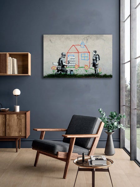 Framed $1 RESERVE 1 Panel Canvas Art Print - Banksy Carousel 3
