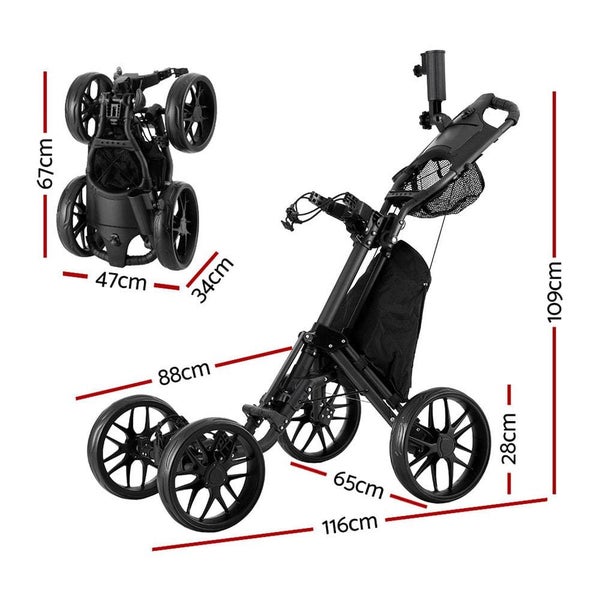 Golf Buggy Foldable Trolley Golf Cart Wheels Umbrella Bottle Holder63039327882498111